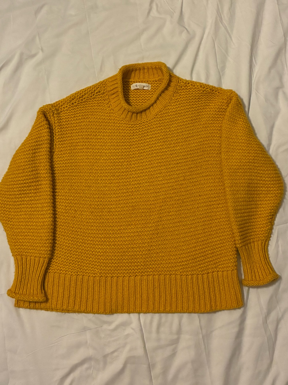 LOFT Women's Mustard Yellow Crewneck Sweater